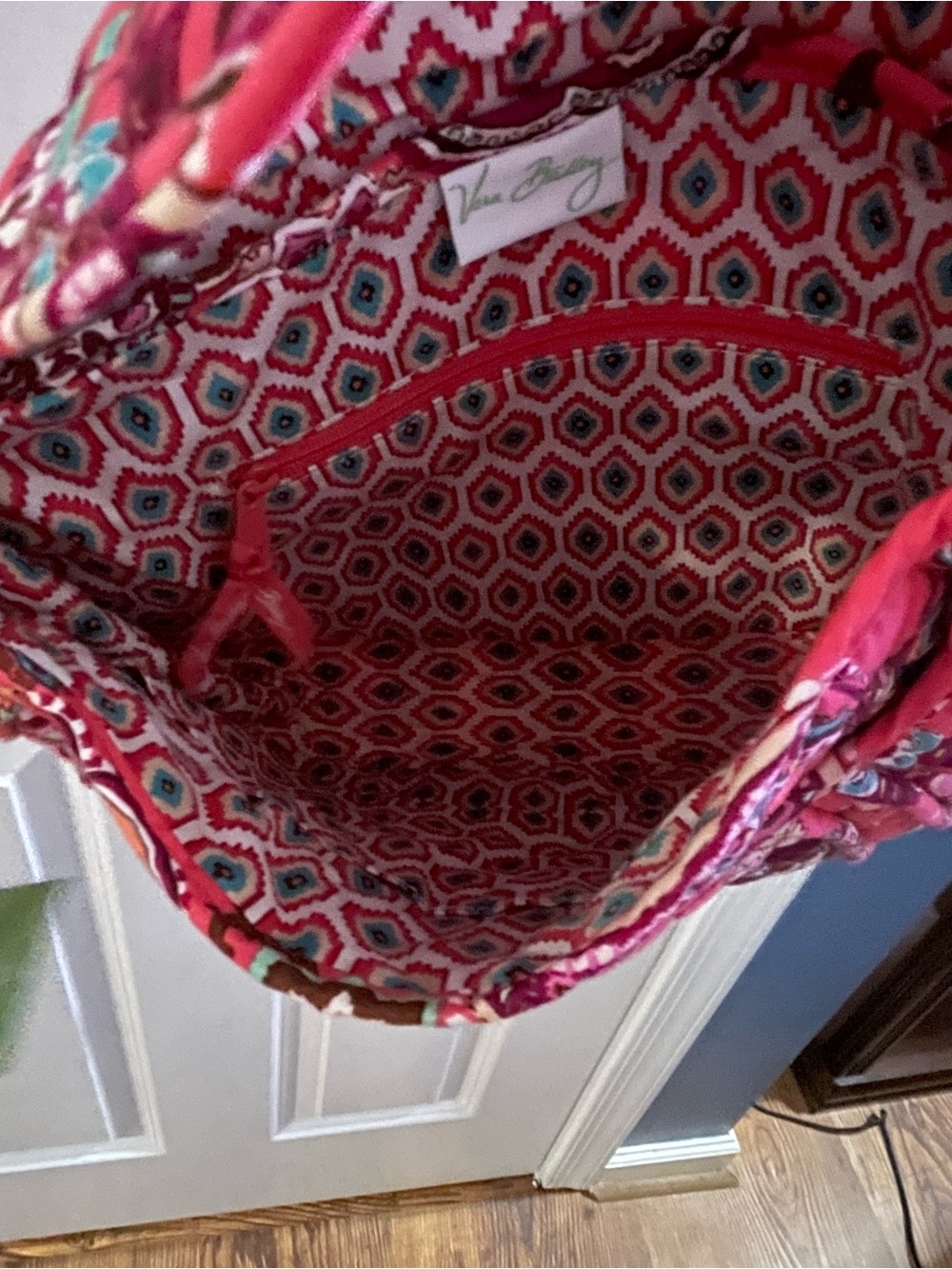 Vera Bradley Quilted Pink Paisley Shoulder Bag with Ring Accent - Picture 2 of 3